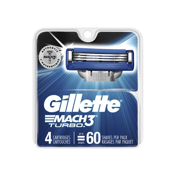 Gillette Mach3 Turbo Cartridges, 4 ea