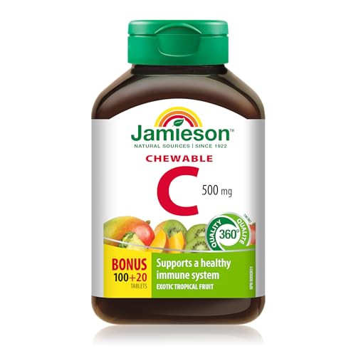 Jamieson Chewable Vitamin C 500 Mg Exotic Tropical Fruit 120Ct Imported From Canada