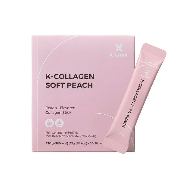 K-Nutra K-Collagen Soft Peach (15.9Oz 30 Sticks) - Holiday s - Skin Hair Nail Health Tasty Jelly Fast Absorption. Low-Molecular Marine Collagen Vitamin C