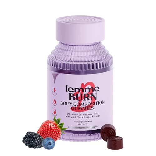 Lemme Burn Belly Fat & Metabolism Gummies For Women & Men With Clinically Studied Morosil Black Ginger B6 B12 Chromium Vegan Gluten-Free Berry Flavor (60 Count)