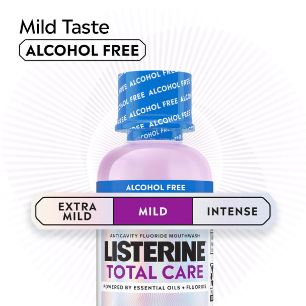 Listerine Total Care Alcohol-Free Mild Mouthwash 6 Benefit Oral Rinse To Help Kill 99.9 Of Germs That Cause Bad Breath Strengthen Enamel Mild Mint Flavor 95 Ml