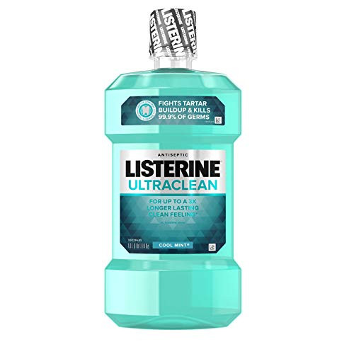 Listerine Ultraclean Oral Care Antiseptic Mouthwash To Help Fight Bad Breath Germs Gingivitis Plaque And Tartar Oral Rinse For Healthy Gums & Fresh Breath Cool Mint Flavor 1 L