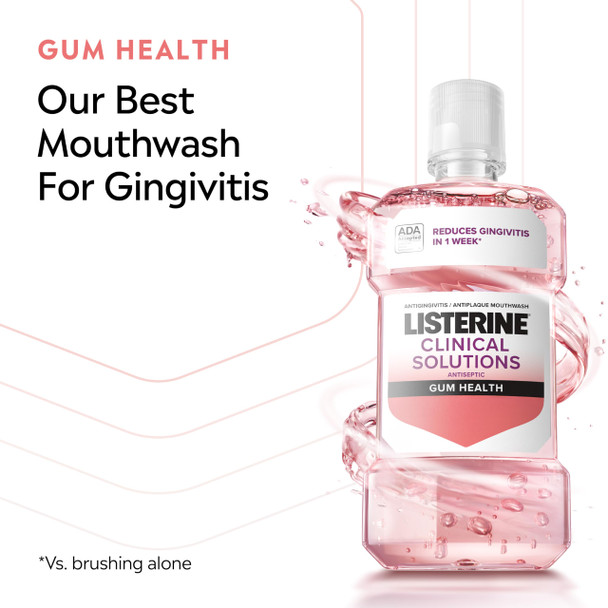 Listerine Clinical Solutions Gum Health Antiseptic Mouthwash Antigingivitis & Antiplaque Oral Rinse Kills Germs For Healthier Gums Reduces Gingivitis In 1 Week Icy Mint Twin Pack 1 L 2 Pack