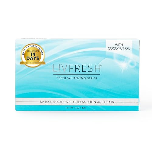 Livfresh Teeth Whitening Strips 28 Strips 14 Treatments Great For Sensitive Teeth Results In 14 Days Enamel Safe Coconut Oil & Hydrogen Peroxide No Slip Teeth Whitener