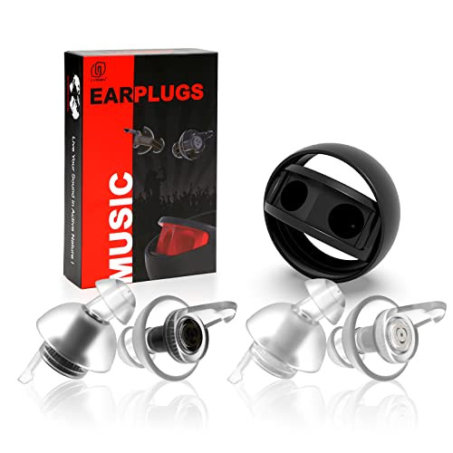 Lysian High Fidelity Ear Plugs For Concert- Ergonomic Fit Reusable Noise Reduction Earplugs For Musicians Motorcycle Music Festival Games Djs Drumline 2 Pairs Pack