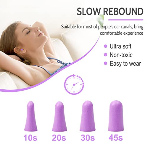 Lysian Foam Noise Cancelling Earplugs 60 Pairs 38Db Snr Purple With 3D Sleep Eye Mask Black