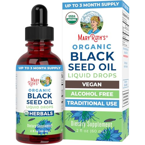 Maryruth'S Organics Black Seed Oil Liquid Drops Cold Pressed 3 Month Supply Usda Organic Black Cumin Seed Oil Immune Support Respiratory Health Sugar&Gluten Free Vegan Non-Gmo 2 Fl Oz