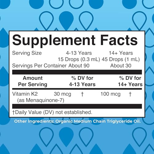 Maryruth'S Maryruth S Usda Organic Vitamin K2 Mk7 Liquid Drops For Adults & Kids Sourced From Natto Menaquinone- 7 Vegan K2 Vitamin For Bone Health & Calcium Absorption 1Oz Up To 90 Servings