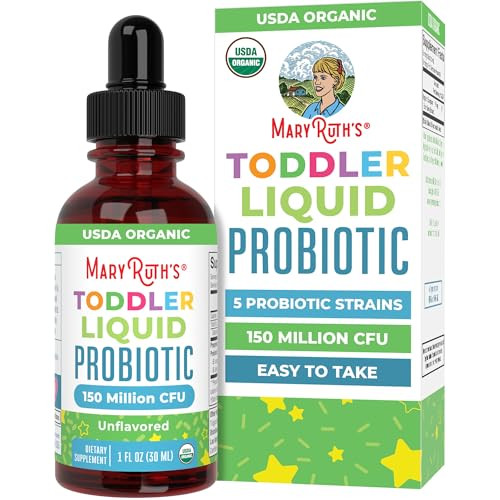Maryruth'S Organic Toddler Probiotic Liquid Drops Kids Probiotics For Ages 1-3 5 Probiotic Strains 150 Million Cfu Per Serving Usda Organic Sugar Free Vegan Gluten Free 1 Fl O