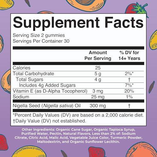 Maryruth'S Maryruth Organics Black Seed Oil Gummies Black Cumin Seed Oil Supplement Traditionally Used For Immune Support & Cardiovascular Health Vegan No Gelatin Pectin Based 60 Gummies