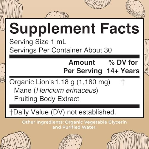 Maryruth'S Maryruth Organics Lions Mane Mushroom Supplement Up To 1 Month Supply Nootropic Usda Organic Lions Mane Extract Nervine Herbal Liquid Drops Brain Health Non-Gmo Vegan Alcohol Free Tincture 1 Fl Oz
