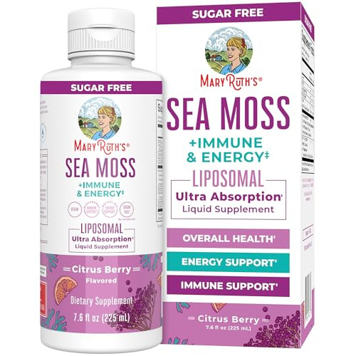 Maryruth'S Maryruth Organics Sea Moss Immune & Energy Liposomal Irish Sea Moss Vitamin B12 Vitamin E Elderberry Rose Hip Oil Orange Oil Immune Support Supplement Vegan Sugar Free 7.6 Oz