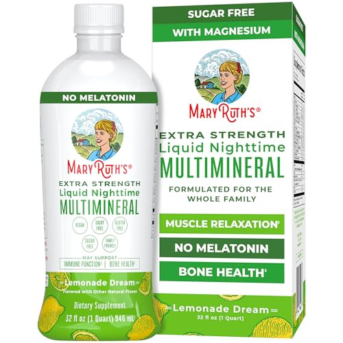 Maryruth'S Maryruth Organics Extra Strength Nighttime Liquid Multimineral Sugar Free Calm Magnesium Citrate No Melatonin Calcium Magnesium Zinc Muscle Relaxation Lemonade Flavor Vegan 32 Serving