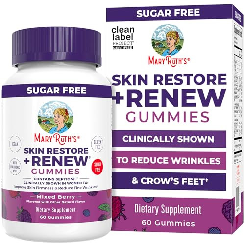 Maryruth'S Skin Restore Renew Gummies With Hyaluronic Acid Skin Hydration Clinically Shown In Women To Reduce Fine Wrinkles & Improve Skin Firmness Vegan Collagen Production 60 Gummies