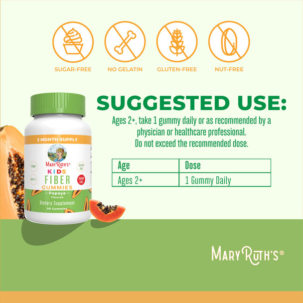 Maryruth'S Fiber Gummies For Kids 2 Month Supply Sugar Free Soluble Fiber Supplement Gut Health & Digestion Support 3G Fiber Per Gummy Vegan 60 Count