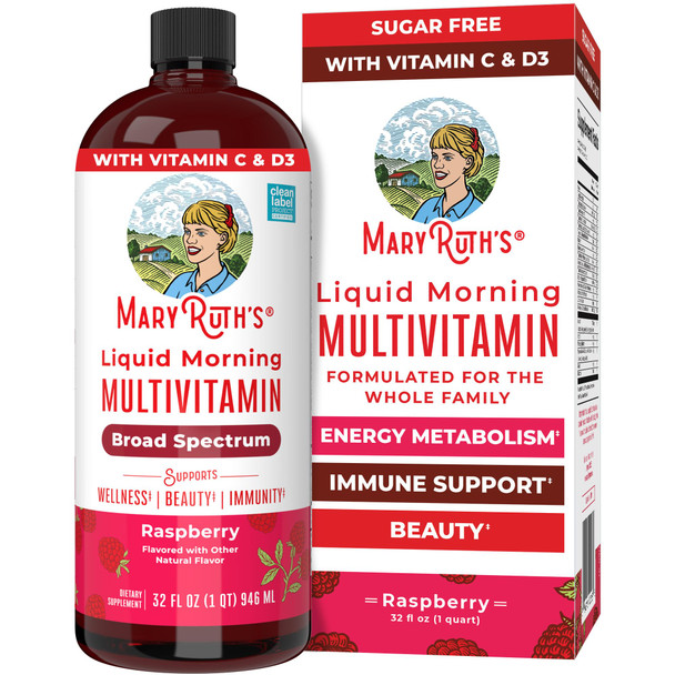 Maryruth'S Liquid Morning Multivitamin For Women Men & Kids Vitamin A C D E B6 B12 Biotin Zinc Beauty Vegan Non-Gmo Gluten Free 32 Servings