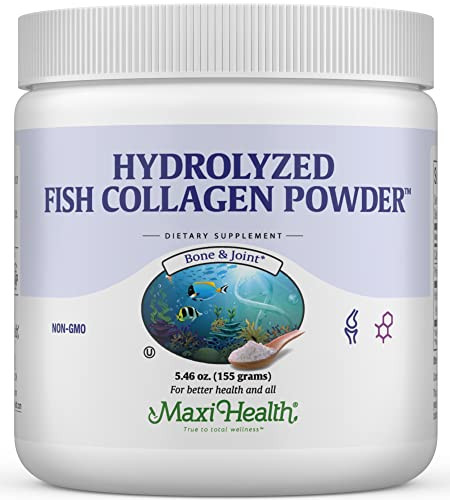 Maxi Health Collagen Peptides Powder Type I Unflavored Marine Powder Collagen For Women & Men - Wild-Caught Protein Supplement For Joints Skin Hair & Nailnails (5.46 Oz)
