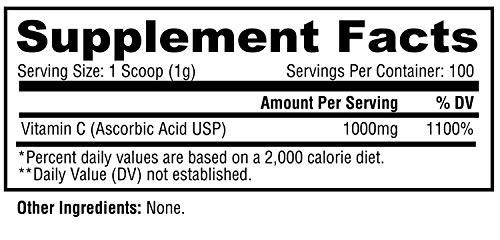 Metabolic Nutrition Vitamin C 1000Mg Pure Pharma Grade High Absorption Ascorbic Acid (100 G)