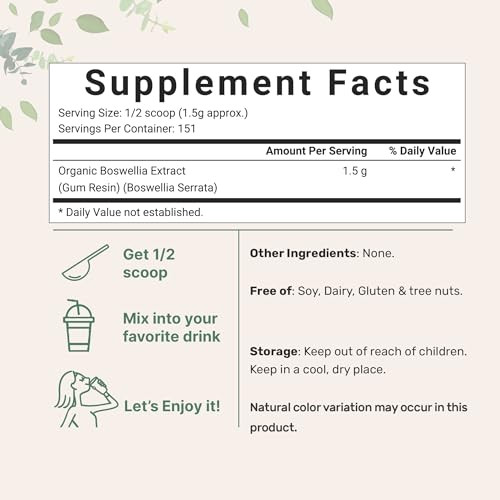 Micro Ingredients Organic Boswellia Serrata Extract Powder 8 Ounce Pure Boswellia Supplement With 65 Boswellic Acid Supports Joints Knees And Bones Health Non-Gmo Pet Friendly India Origin