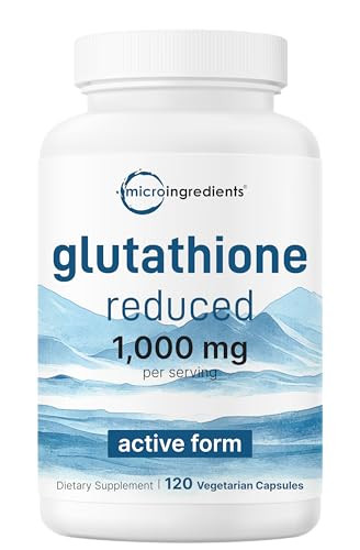 Micro Ingredients Glutathione 1000Mg 120 Veggie Capsules Extra Strength Reduced Glutathione Active Antioxidant Form Liver Health & Immune Support Supplement Non-Gmo Gluten Free Vegan