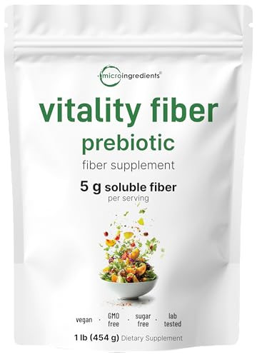 Micro Ingredients Vitality Prebiotic Fiber Powder 1Lb Easy Mix Powder For Digestive & Gut Health Daily Prebiotic Soluble Fiber Supplement For Women And Men Unflavored Sugar Free & Vegan