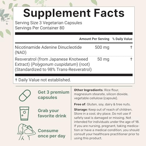 Micro Ingredients Nad 500Mg With Resveratrol 240 Veggie Capsules 2-In-1 Nad Supplement For Women & Men Nmn Pathway Alternative Non-Gmo Gluten Free