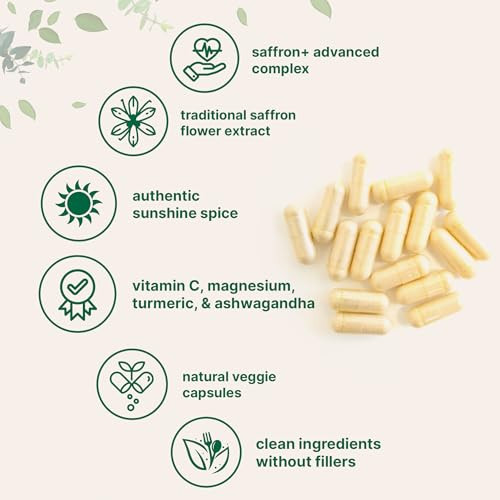 Micro Ingredients Saffron Advanced Supplements 60 Veggie Capsules 10-In-1 With Saffron Extract High Absorption Fat-Soluble Vitamin C Magnesium Turmeric & Ksm-66 Ashwagandha Filler Free