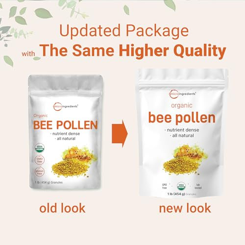 Micro Ingredients Organic Bee Pollen Granules 1 Lb Fresh Harvest Raw & Natural Superfood Rich In B Vitamins Minerals Protein & Antioxidants Keto Non-Gmo