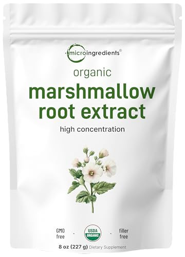 Micro Ingredients Organic Marshmallow Root Powder 8 Ounce Filler Free And Traditionally Used Supports Digestive Gastrointestinal Health Non-Irradiated And No Gmos Vegan Friendly