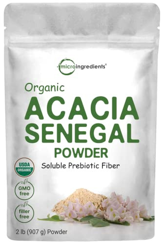 Micro Ingredients Organic Acacia Senegal Fiber Powder 2 Lb Instant Soluble Fiber Plant-Based Prebiotic For Gut & Digestive Health Non-Gmo Gluten-Free Vegan
