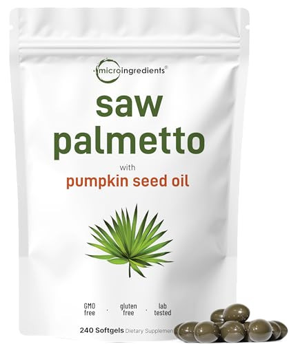Micro Ingredients Saw Palmetto With Pumpkin Seed Oil For Men 240 Softgels Cold-Pressed Extract Virgin Oil Formula Rich In Essential Fatty Acids & Phytosterols Non-Gmo Gluten & Soy Free