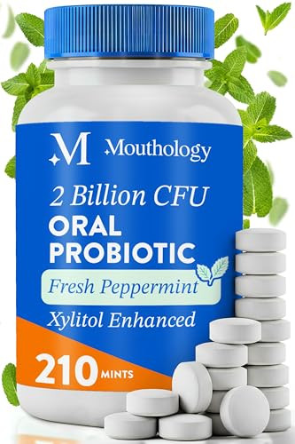 Mouthology Oral Probiotics For Mouth Bad Breath With Xylitol (210 Count Mints) Dental Probiotic Mouth Probiotics Bad Breath Treatment And Gums