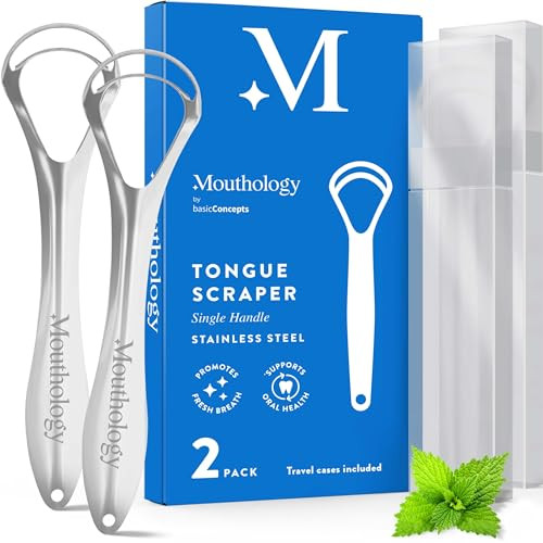 Mouthology 10 Nano Hydroxyapatite Toothpaste (Fluoride Free) And Tongue Scraper For Adults (2 Pack)