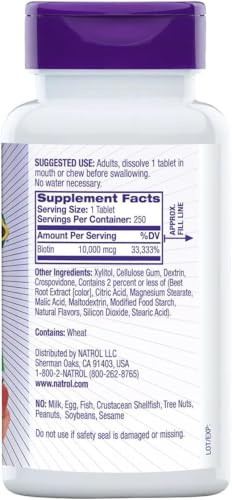 Natrol Biotin Beauty 10 000 Mcg 250 Fast Dissolve Tablets