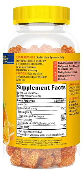 Nature Made Vitamin C Extra Strength 500 Mg Per Serving Dietary Supplement For Immune Support 180 Gummies 90 Day Supply