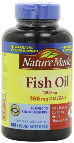 Nature Made Fish Oil 1200Mg 360Mg Omega-3 100 Liquid Softgels (3 Pack)