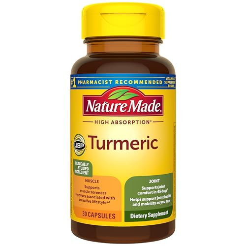 Nature Made High Absorption Turmeric Curcumin Supplement Capsules Turmeric Supplement Muscle And Joint Support 30 Capsules 30 Day Supply
