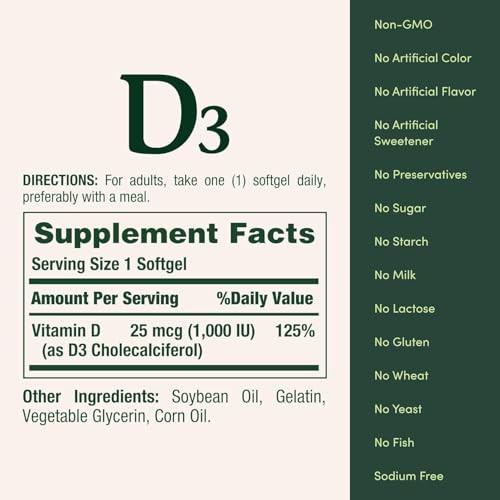 Nature'S Bounty Vitamin D3 1000 Iu Immune Health 120 Softgels (Pack Of 1)
