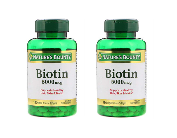 Set Of 2 Nature'S Bounty Biotin 5000 Mcg 150 Softgels