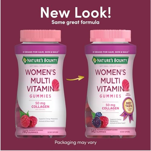 Nature'S Bounty Optimal Solutions Women'S Multivitamin Gummies For Immune Support Cellular Energy Support Bone Health Raspberry Flavor 70 Total Servings 140 Count (Pack Of 3)