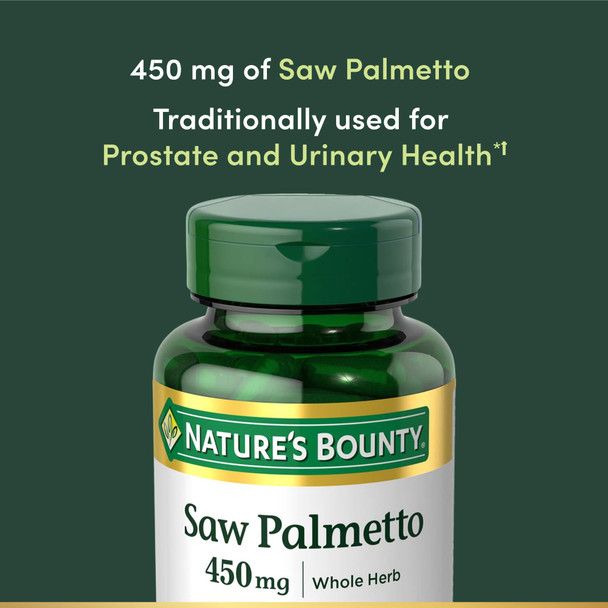 Nature'S Bounty Saw Palmetto Herbal Health Supplement Prostate And Urinary Health 450 Mg 100 Capsules