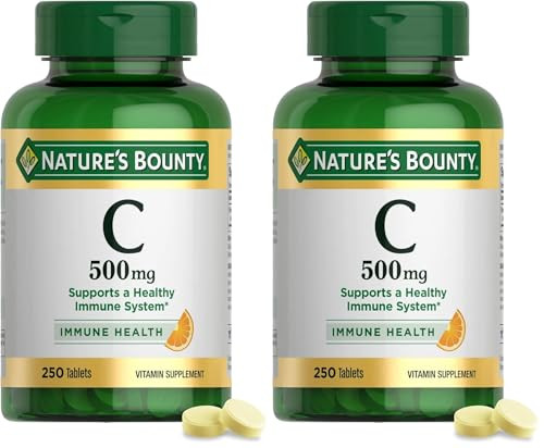 Nature'S Bounty Vitamin C 500MgSupports A Healthy Immune SystemDaily Vitamin Supplement250 Vegetarian Tablets(Pack Of 2)