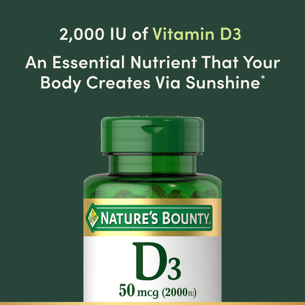 Nature'S Bounty Vitamin D3 2000 Iu Immune And Bone Support Vitamin Supplement 1 Per Day 240 Rapid Release Softgels (Pack Of 2)