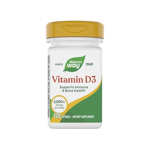 Nature'S Way Vitamin D3 Bone Health And Immune Function 2000 Iu (50 Mcg Per Serving) 120 Softgels (Packaging May Vary)