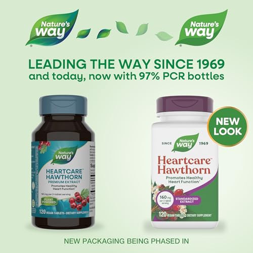 Nature'S Way Heartcare Hawthorn Standardized Extract Promotes Healthy Heart Function Gluten Free 120 Tablets (Packaging May Vary)
