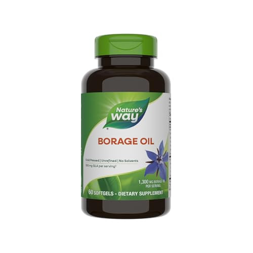 Nature'S Way Borage Oil Supplements Cold Pressed & Unrefined 300 Mg Gla And 440 Mg Linoleic Acid Per Serving 60 Softgels (Packaging May Vary)
