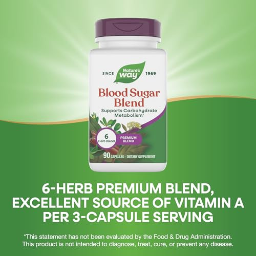 Nature'S Way Blood Sugar Blend With Gymnema Extract Supports Carbohydrate Metabolism Vitamin A 90 Capsules