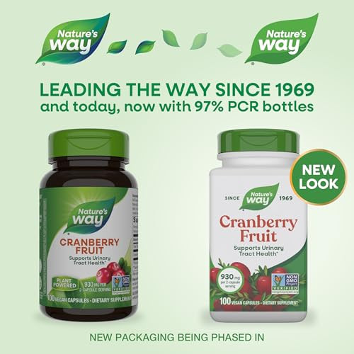Nature'S Way Cranberry Fruit Cranberry Supplements Supports Urinary Tract Health 930 Mg Per 2-Capsule Serving 100 Capsules (Packaging May Vary)