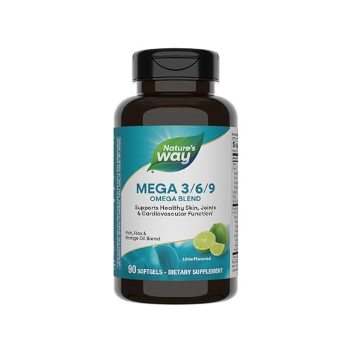 Nature'S Way Mega 3/6/9 Omega Blend Supports Healthy Skin Joints Cardiovascular Function Fish Flax Borage Oil 90 Lime Flavored Softgels (Packaging May Vary)