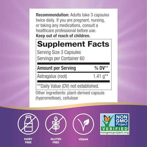 Nature'S Way Astragalus Root Traditional Immune Support Non-Gmo Project Verified Vegan 180 Capsules